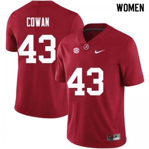 NCAA Women's Alabama Crimson Tide #43 VanDarius Cowan Stitched College Nike Authentic Crimson Football Jersey DY17N43RO